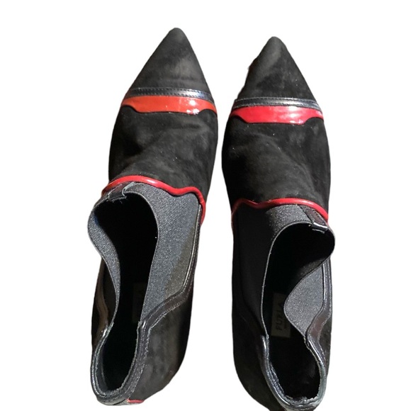 Furla booties. Black suede with red leather trim. No flaws. Some minor wear. - Picture 6 of 10